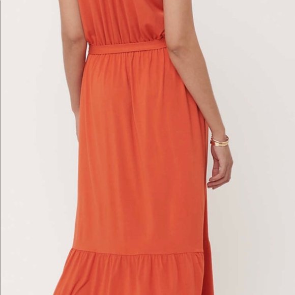 LOFT Burnt Orange Halter Midi Dress - Picture 6 of 9